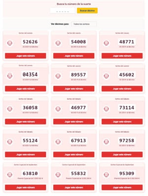 Elegir décimos de Navidad online