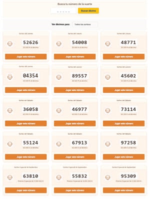 Elegir décimos de El Niño online