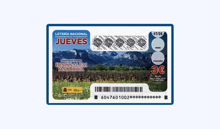 Sorteo Lotería Nacional Jueves 11 Junio - Denominación de Origen Binissalem Mallorca