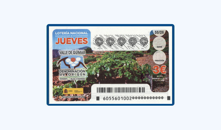 Sorteo Lotería Nacional Jueves 9 Julio - D.O. Valle de Güímar