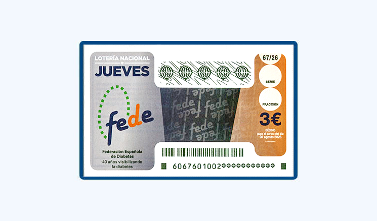 Sorteo Lotería Nacional Jueves 20 Agosto - 40 Aniversario Federación Española de Diabetes