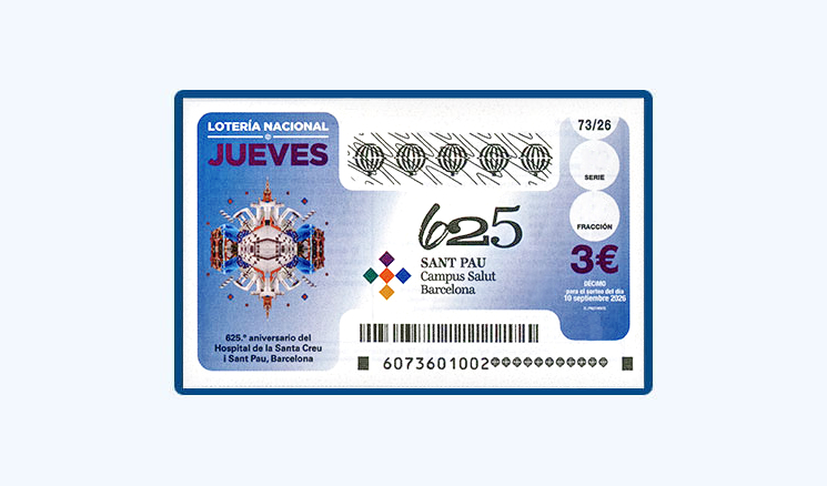 Sorteo Lotería Nacional Jueves 10 Septiembre - 625 Aniversario Hospital de la Santa Creu i Sant Pau, Barcelona