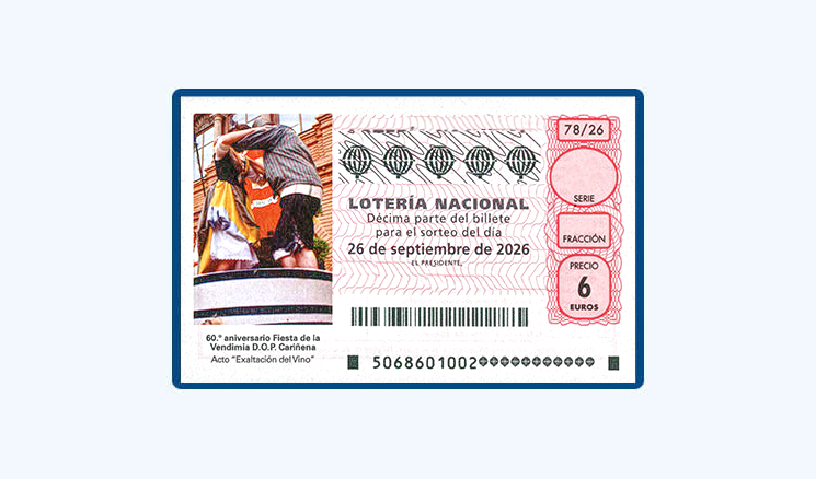Sorteo Lotería Nacional Sábado 26 Septiembre - 60 Aniversario Fiesta de la Vendimia D.O.P. Cariñena, acto de la Extracción del vino