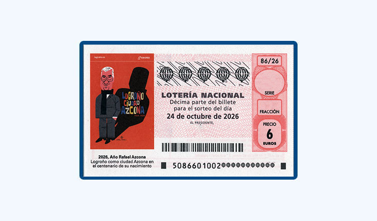 Sorteo Lotería Nacional Sábado 24 Octubre - Logroño Ciudad Azcona, Centenario de Rafael Azcona