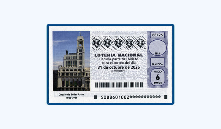 Sorteo Lotería Nacional Sábado 31 Octubre - Centenario del Círculo de Bellas Artes 1926-2026
